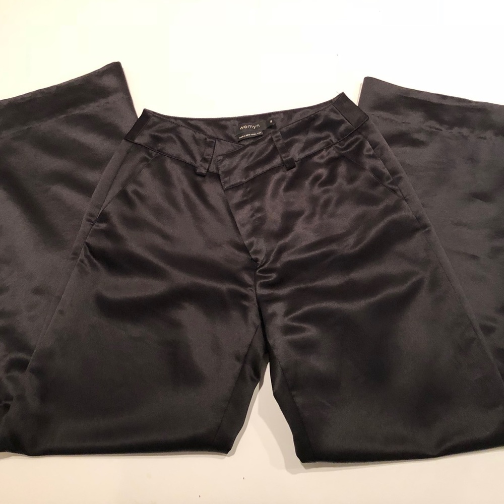 Womyn Black Satin by Day pants
